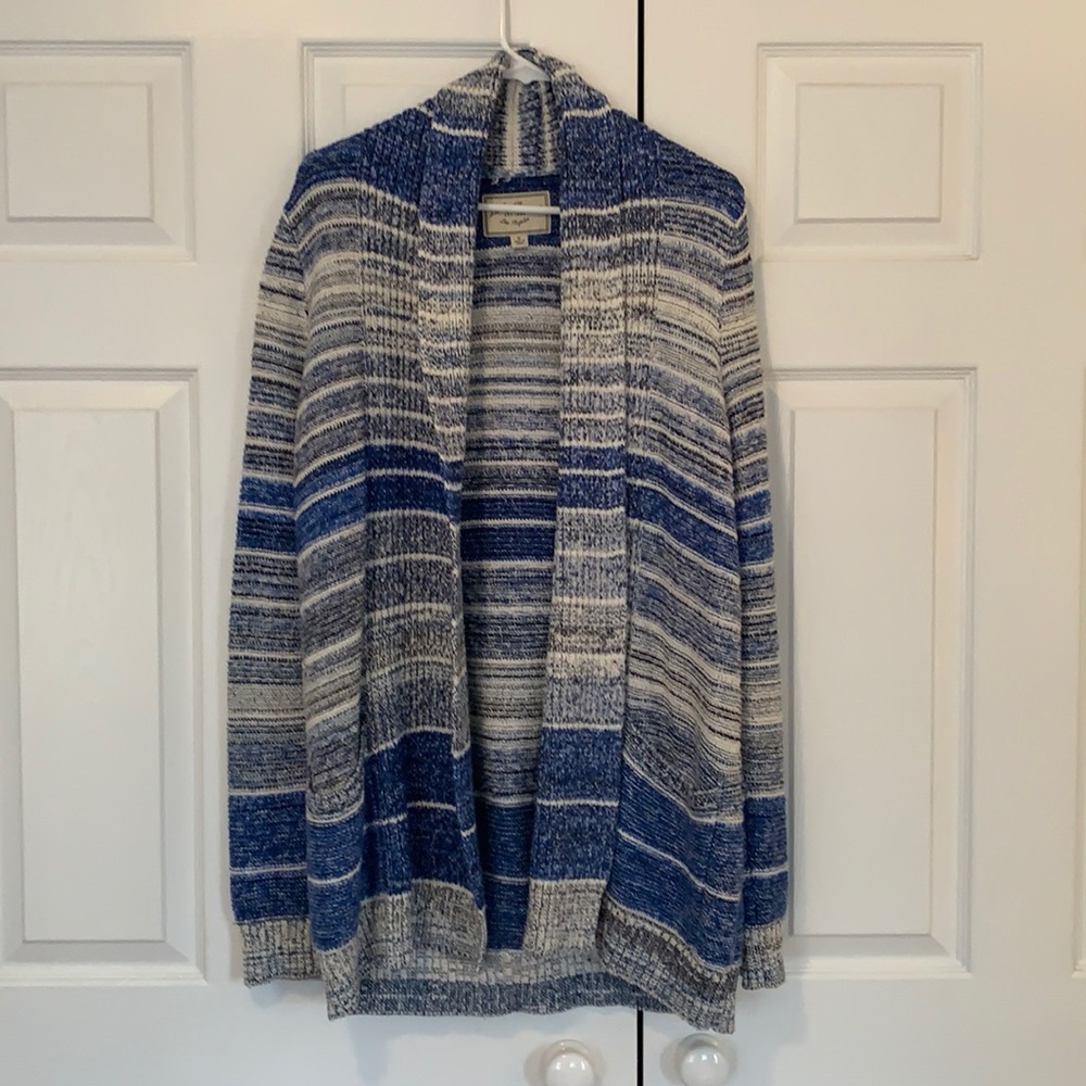 Blue and white sweater cardigan